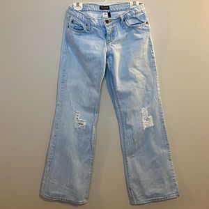 TRUCK women JEANS Size 5 100%cotton WIDE Straight Leg light blue faded